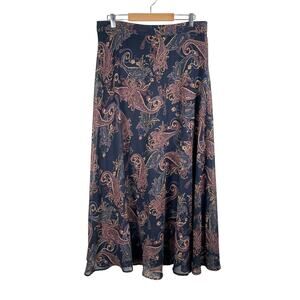 Vintage Navy and Pink Paisley Skirt